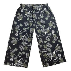 Shein Black Tropical Print High Waist Wide Leg Pant Women's Size 4XL